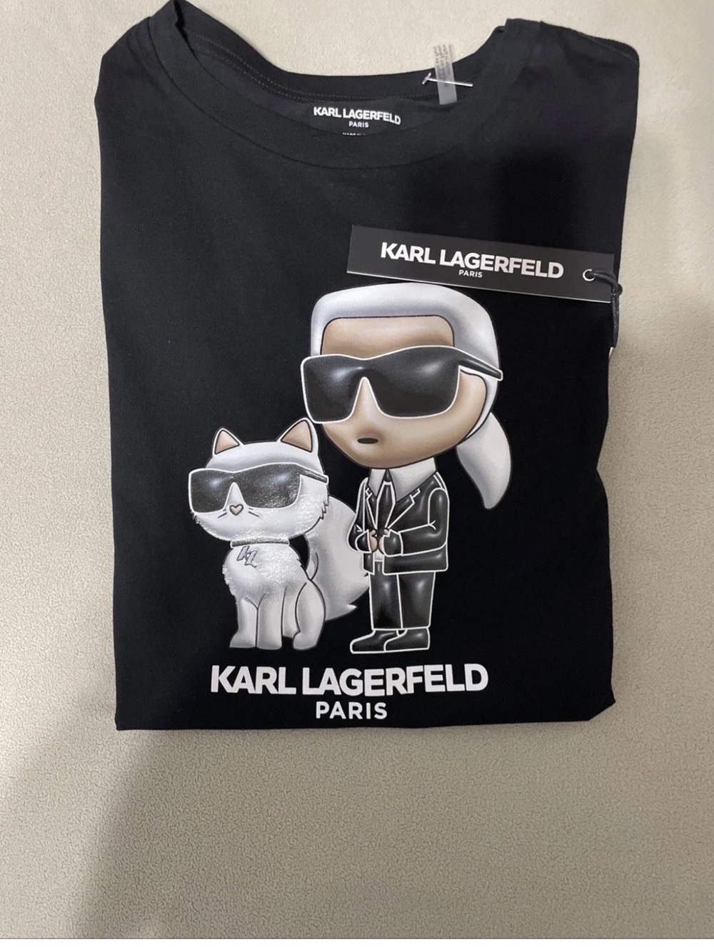 NWT Karl Lagerfeld And Choupette Tee Shirt Men’s Black Size Large